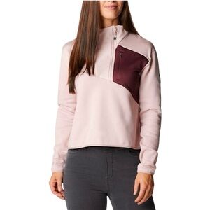 Columbia 2-Tone Lodge Hybrid 1/4 Zip Lightweight Pullover Mineral Pink Malbec M